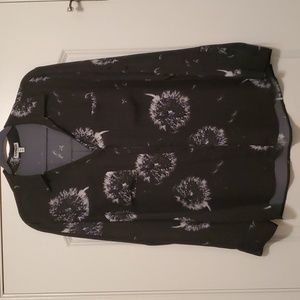 Express Dandelion Print Button Down Blouse